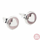 Heart Shaped 925 Silver Earrings For Women Pale Rose Mothers Gift