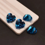 Dark Aquamarine CZ Heart Shape Loose Gemstone for Jewelry Making
