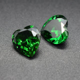 Green CZ Heart Shaped Loose Gemstone Synthetic Emerald Gems
