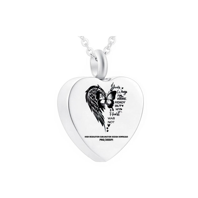 Heart Shaped Cremation Jewelry Butterfly Angel Wing Necklace