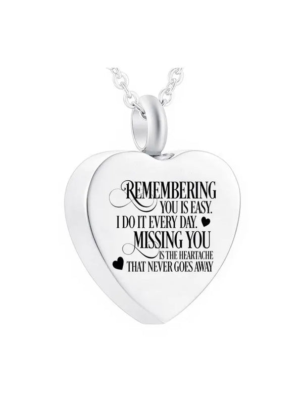 Heart Cremation Jewelry Pet Urn Necklace Stainless Steel Souvenir Pendant