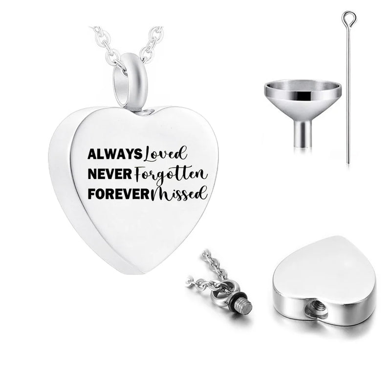 Heart-Shaped Cremation Jewelry Stainless Steel Urn Pendant