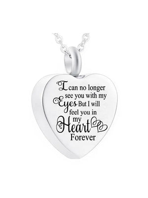 Heart-Shaped Cremation Urn Pendant Stainless Steel Necklace