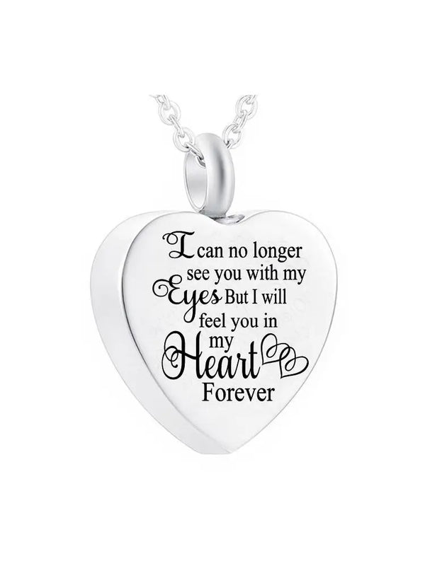 Heart-Shaped Cremation Urn Pendant Stainless Steel Necklace