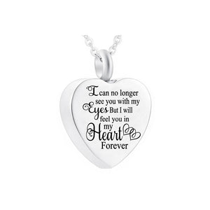Heart-Shaped Cremation Urn Pendant Stainless Steel Necklace