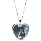 Crystal Glass Wolf Totem Pendant Necklace Women's Metal Animal Jewelry