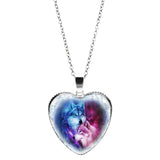 Crystal Glass Wolf Totem Pendant Necklace Women's Metal Animal Jewelry