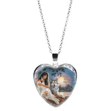 Crystal Glass Wolf Totem Pendant Necklace Women's Metal Animal Jewelry