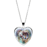 Crystal Glass Wolf Totem Pendant Necklace Women's Metal Animal Jewelry