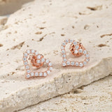 Heart Shaped Diamond Stud Earrings in Sterling Silver 925