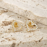 Heart Shaped Diamond Stud Earrings in Sterling Silver 925