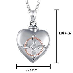 Heart-Shaped Knot Urn Necklace For Ashes Cremation Pendant Memorial Jewelry