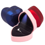 Heart-Shaped LED Wedding Ring Box Jewelry Case