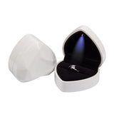 Heart-Shaped Jewelry Storage Box LED Light Wedding Ring Organizer