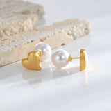 Heart-Shaped Pearl Earrings Vintage French Style
