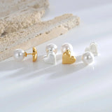 Heart-Shaped Pearl Earrings Vintage French Style