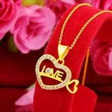 Heart Shaped Pendant Chain for Women - Yellow Girl Valentine Gift