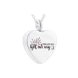 Heart Pendant Cremation Jewelry Necklace -Your Love Will Light Our Way-