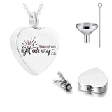 Heart Pendant Cremation Jewelry Necklace -Your Love Will Light Our Way-