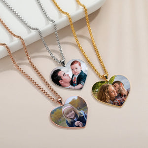 Heart Shaped Photo Pendant Necklace Stainless Steel Jewelry