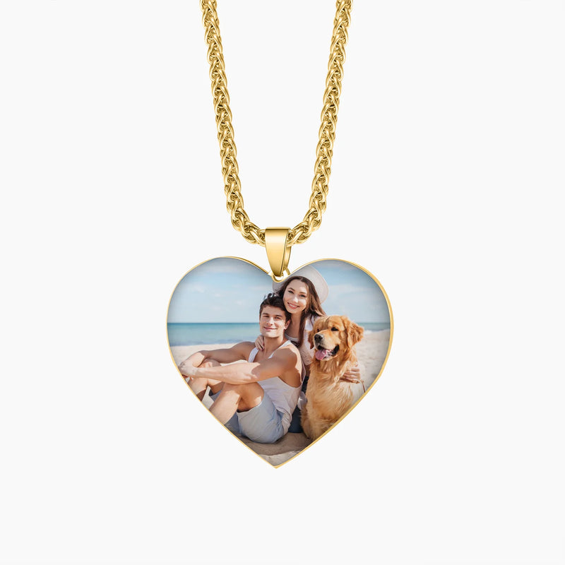 Heart Shaped Photo Pendant Necklace Stainless Steel Jewelry