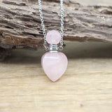Heart Shaped Rose Quartzs Essential Oil Vial Pendant Necklace