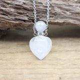 Heart Shaped Rose Quartzs Essential Oil Vial Pendant Necklace
