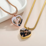 Heart Shaped Photo Necklace Engraved Name Pendant Keepsake
