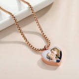 Heart Shaped Photo Necklace Engraved Name Pendant Keepsake