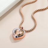 Heart Shaped Photo Necklace Engraved Name Pendant Keepsake