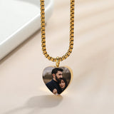Heart Shaped Photo Necklace Engraved Name Pendant Keepsake