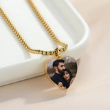Heart Shaped Photo Necklace Engraved Name Pendant Keepsake