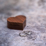 Heart Shaped Walnut Wood Ring Box Engagement Ring Holder