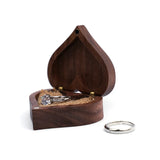 Heart Shaped Walnut Wood Ring Box Engagement Ring Holder