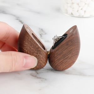Heart Shaped Walnut Wood Ring Box for Proposal