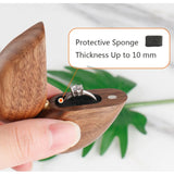 Walnut Wood Ring Box Velvet Soft Interior Jewelry Organizer