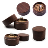 Heart Shaped Walnut Wood Ring Box Velvet Soft Interior Holder Organizer