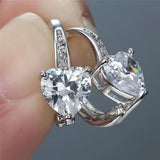 Heart Shaped Zircon Earrings Titanium Steel Crystal Jewelry