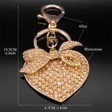 Heart Crystal Bowknot Key Chain for Women Rhinestone Key Ring Jewelry