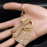 Heart Crystal Bowknot Key Chain for Women Rhinestone Key Ring Jewelry