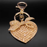 Heart Crystal Bowknot Key Chain for Women Rhinestone Key Ring Jewelry