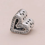Heart Silver Plated Charms Bead Bracelet DIY Jewelry