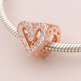 Heart Silver Plated Charms Bead Bracelet DIY Jewelry
