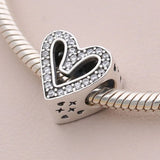 Heart Silver Plated Charms Bead Bracelet DIY Jewelry