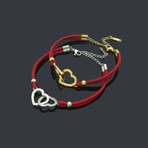 Heart Stainless Steel Women Bracelet Red String Jewelry