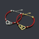 Heart Stainless Steel Women Bracelet Red String Jewelry