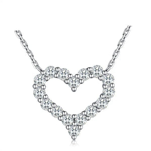 Heart Simulated Diamond Charm Women 925 silver Necklace Love Gift