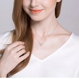 Heart Simulated Diamond Charm Women 925 silver Necklace Love Gift
