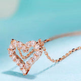 Heart Simulated Diamond Charm Women 925 silver Necklace Love Gift
