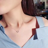 Heart Simulated Diamond Charm Women 925 silver Necklace Love Gift